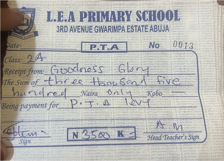 PTA receipt
